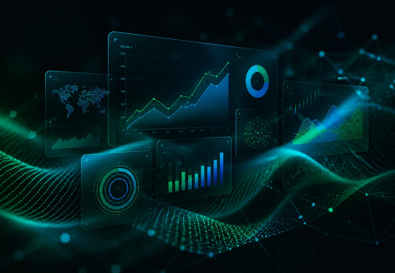 Power BI style analytics dashboards visualising business performance data